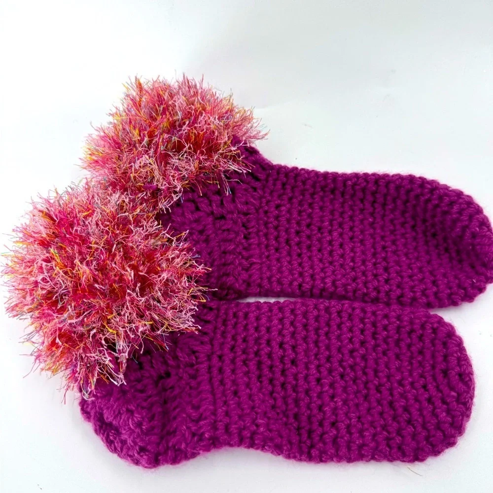 Unbranded Hand Knitted Socks with‎ Pom